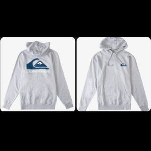 Quiksilver Hoodie Mens 2XL Athletic Heather Gray With Blue Logo Grey XXL
